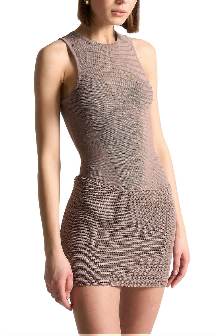Asymmetric Knit Mini Dress, Alternate, color, Taupe/Beige