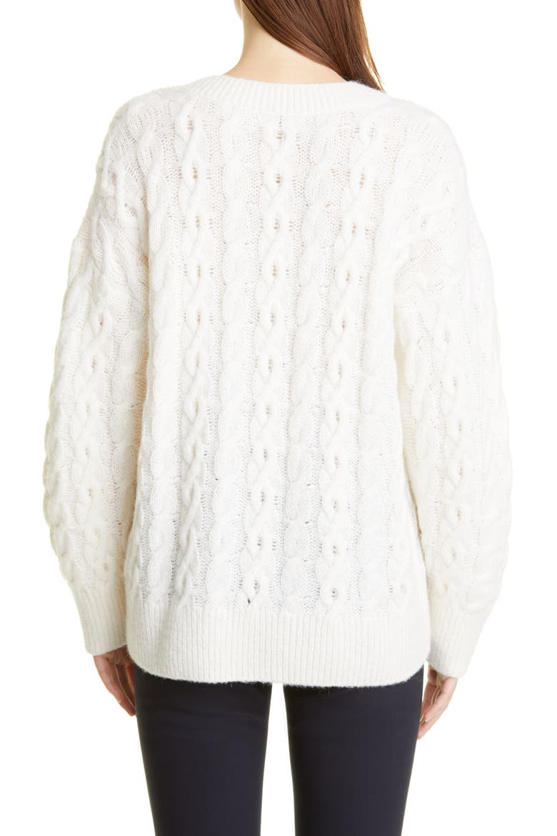 Lattice Cable Knit Wool & Alpaca Blend Sweater, Alternate, color, CREAM