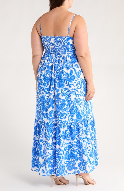 Sugarlips Magee Floral Cabana Sleeveless Maxi Dress In Blue