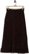 Adrianna Papell Frayed Trim Midi Skirt