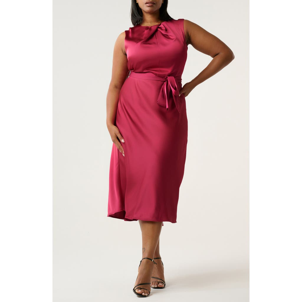 Estelle Emmi Sleeveless Satin Midi Dress In Gold