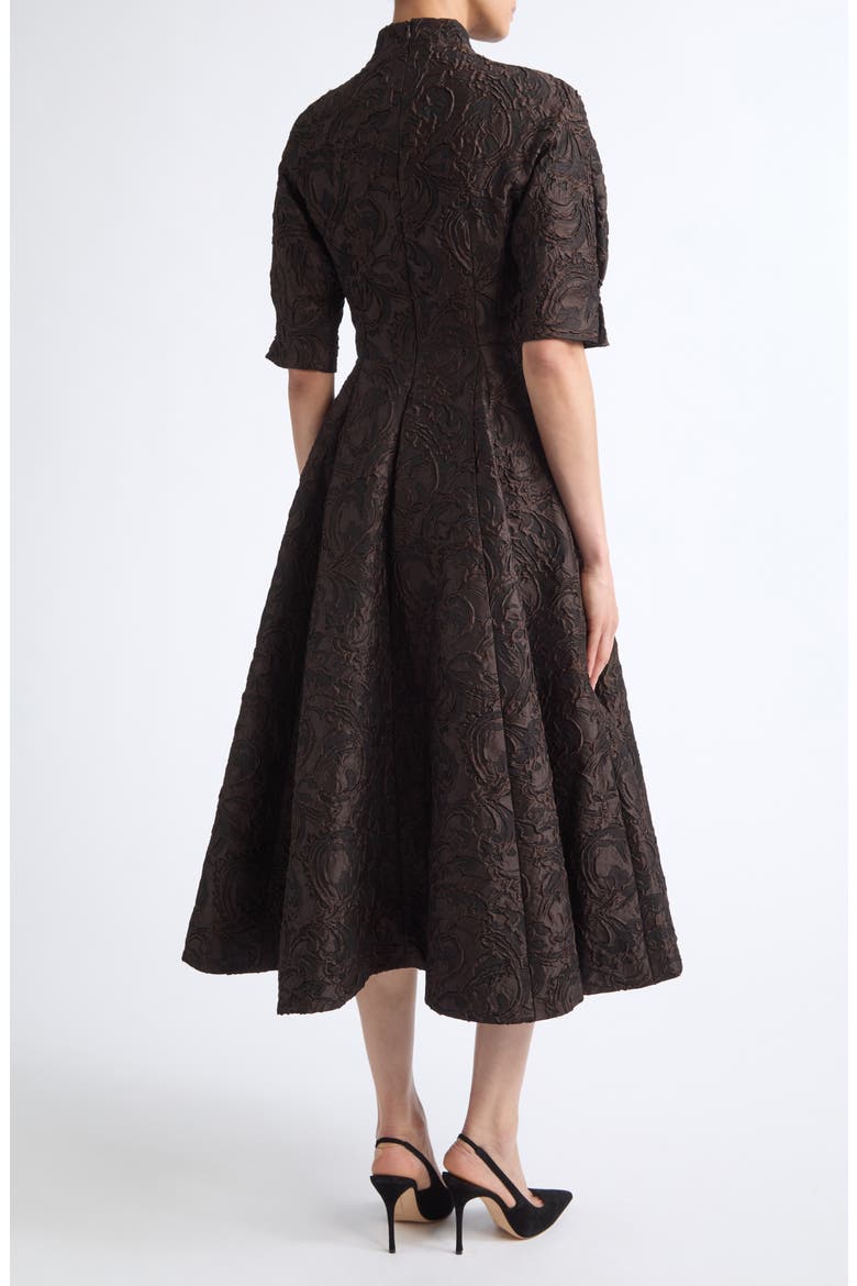 Quinley Jacquard Midi Dress, Alternate, color, CHOCOLATE/BLACK