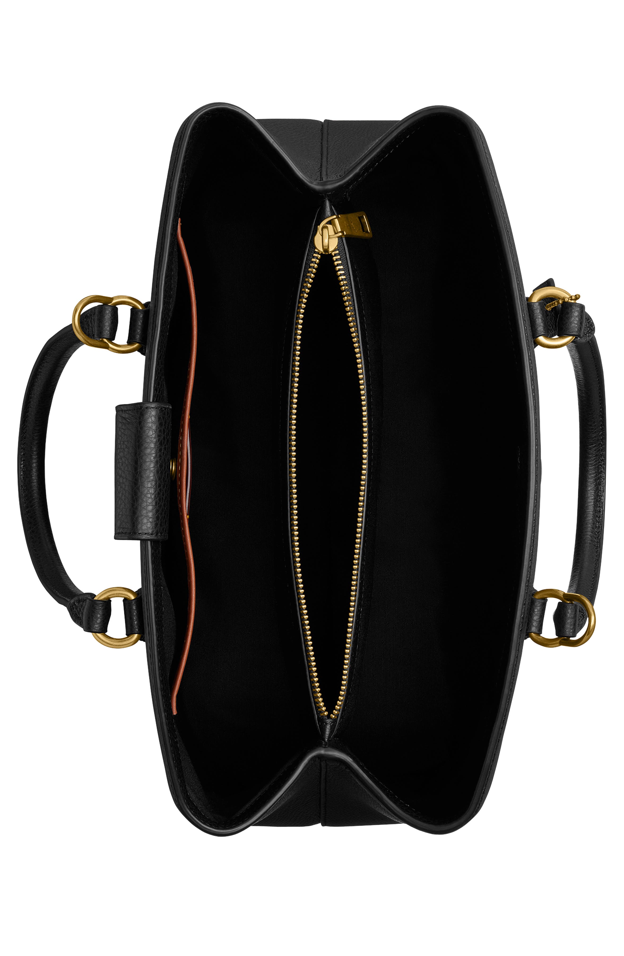 COACH Refined Pebble Leather Tote, Alternate, color, Black