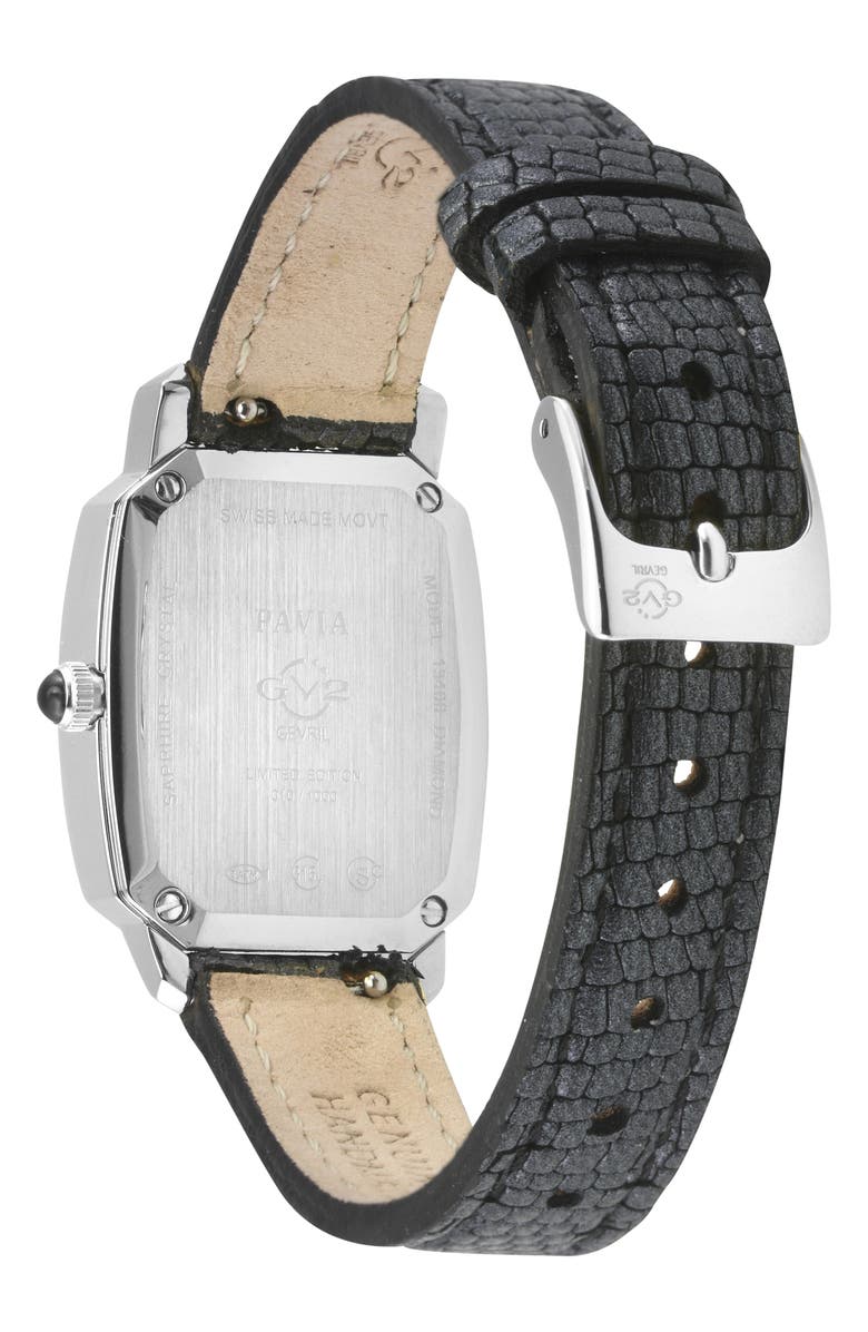 GV2 Pavia Diamond Leather Strap Watch, 25mm x 29mm, Alternate, color, Black/ Mother Of Pearl