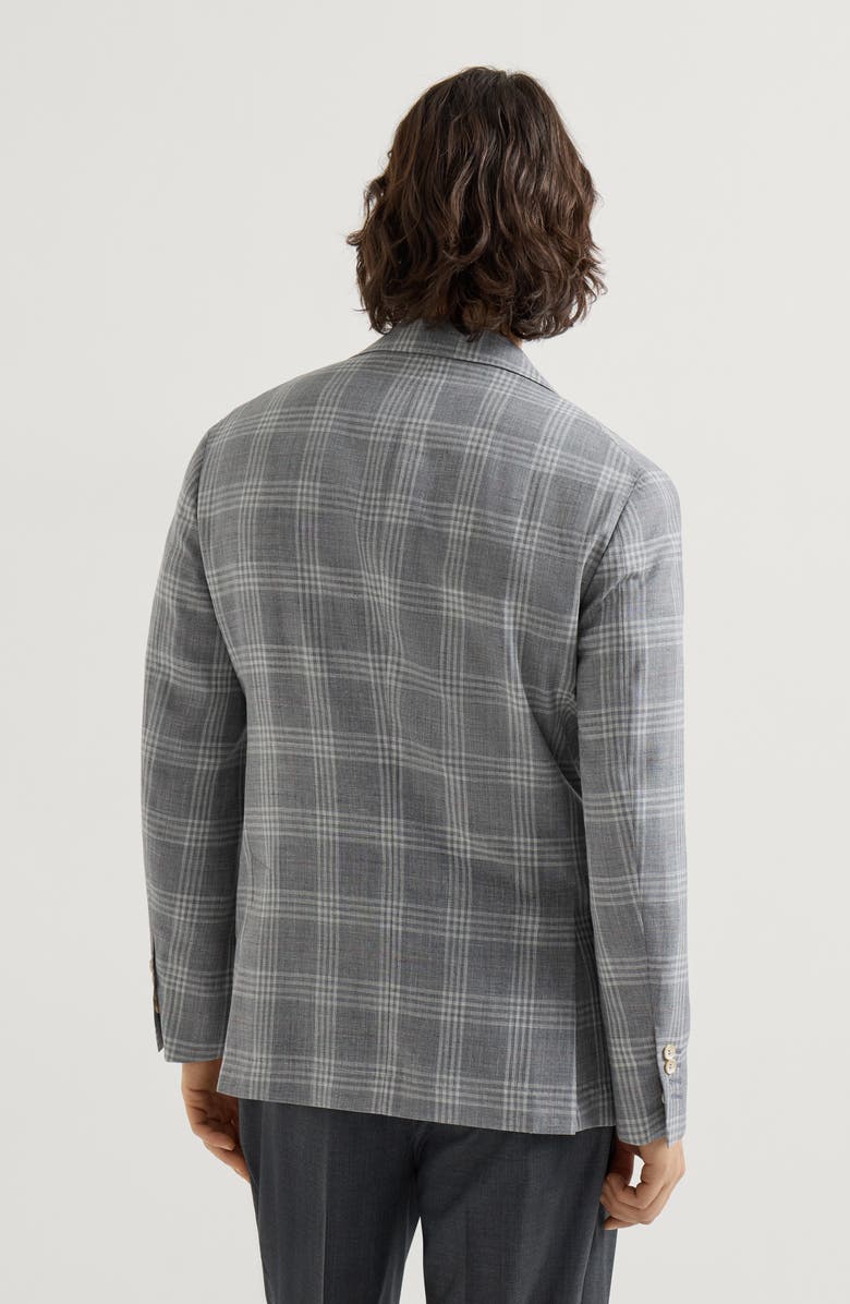 Brunello Cucinelli Tartan deconstructed blazer, Alternate, color, Light Grey