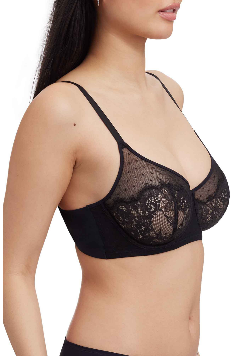 Amour Lace Full Coverage Minimizer Bra, Alternate, color, Black