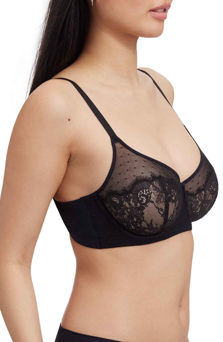 Skarlett Blue Amour Lace Full Coverage Minimizer Bra, Alternate, color, Black