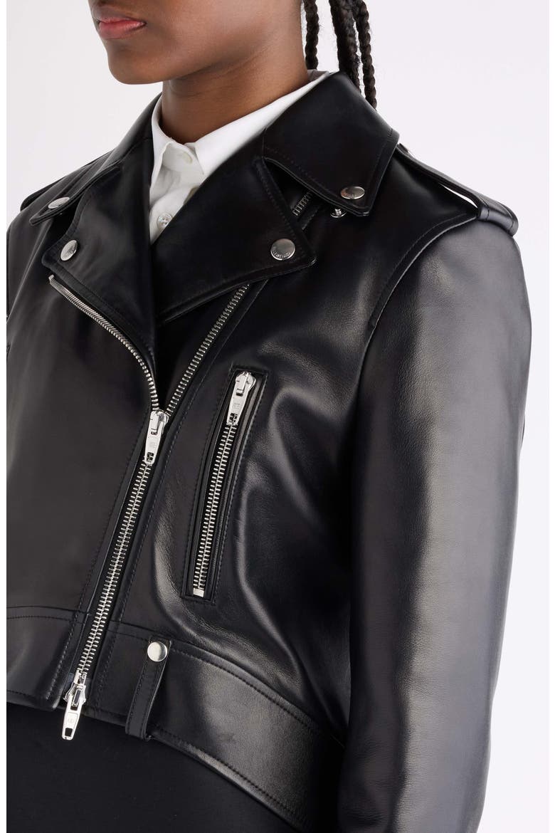 Leather Biker Jacket, Alternate, color, 1000 BLACK