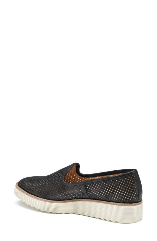 Johnston & Murphy Mitzi Perforated Venetian Loafer In Black Italian Metallic