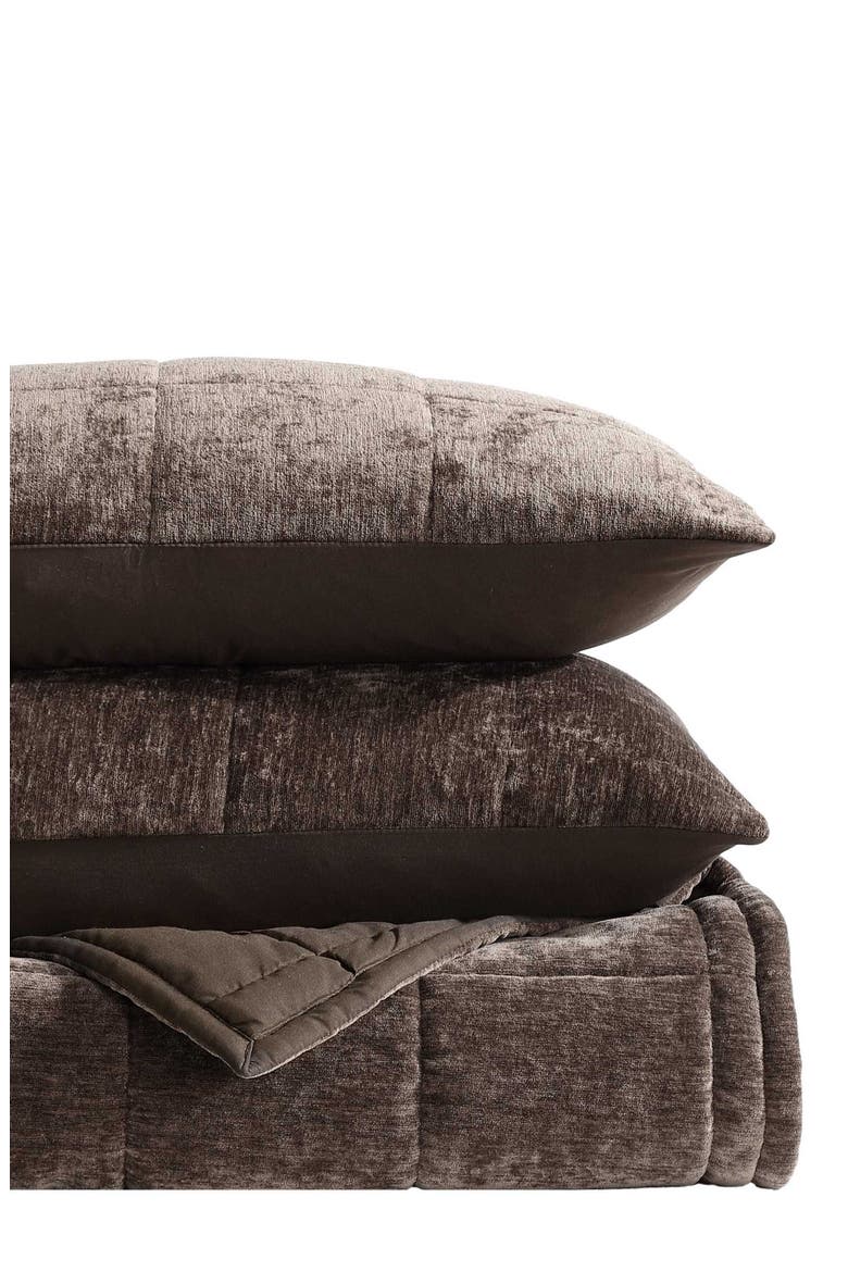 Chenille Box Quilt Set, Main, color, CHOCOLATE BROWN