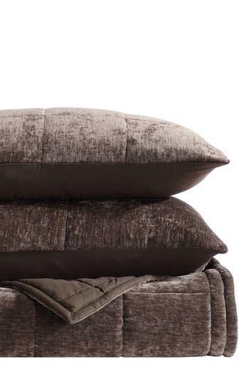 Vera Wang Chenille Box Quilt Set In Chocolate Brown