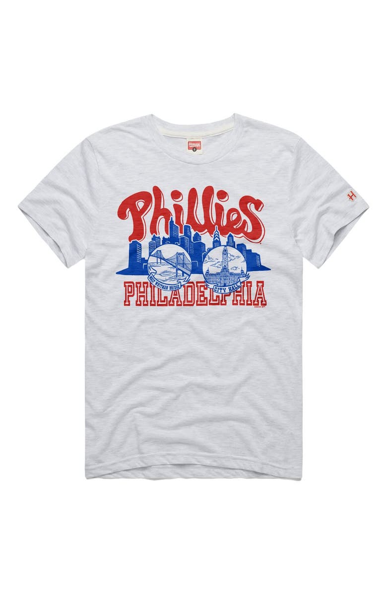 Homage Men's Homage Ash Philadelphia Phillies Tri-Blend Hyperlocal T-Shirt, Alternate, color, Ash