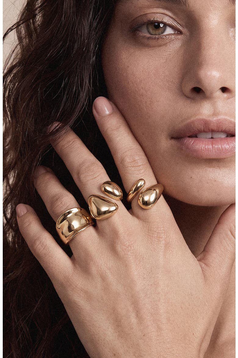 Modern Organics Set of 3 Rings, Alternate, color, GOLD