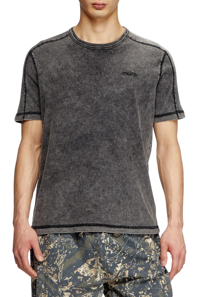 Denim Look Jersey T-Shirt, Main, color, BLACK/ DENI