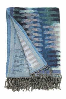 Yarn Dyed Ikat Wool Throw - Blue Multi