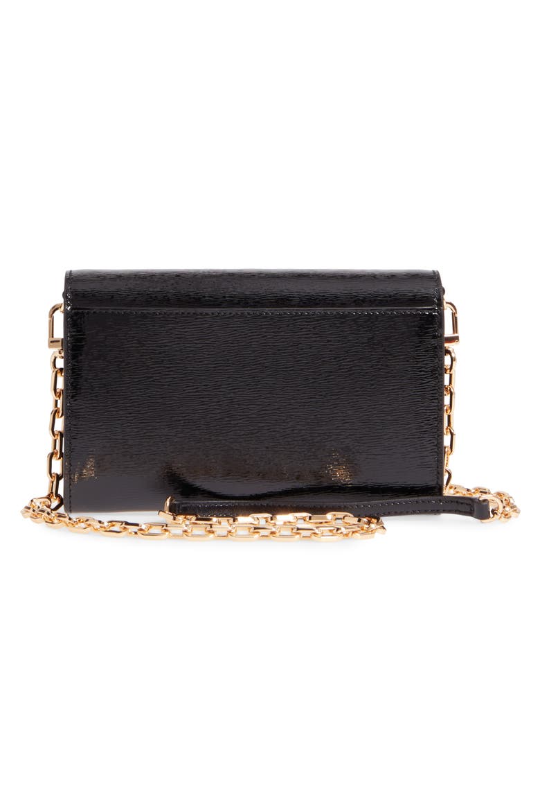 Robinson Patent Leather Wallet on a Chain, Alternate, color, BLACK