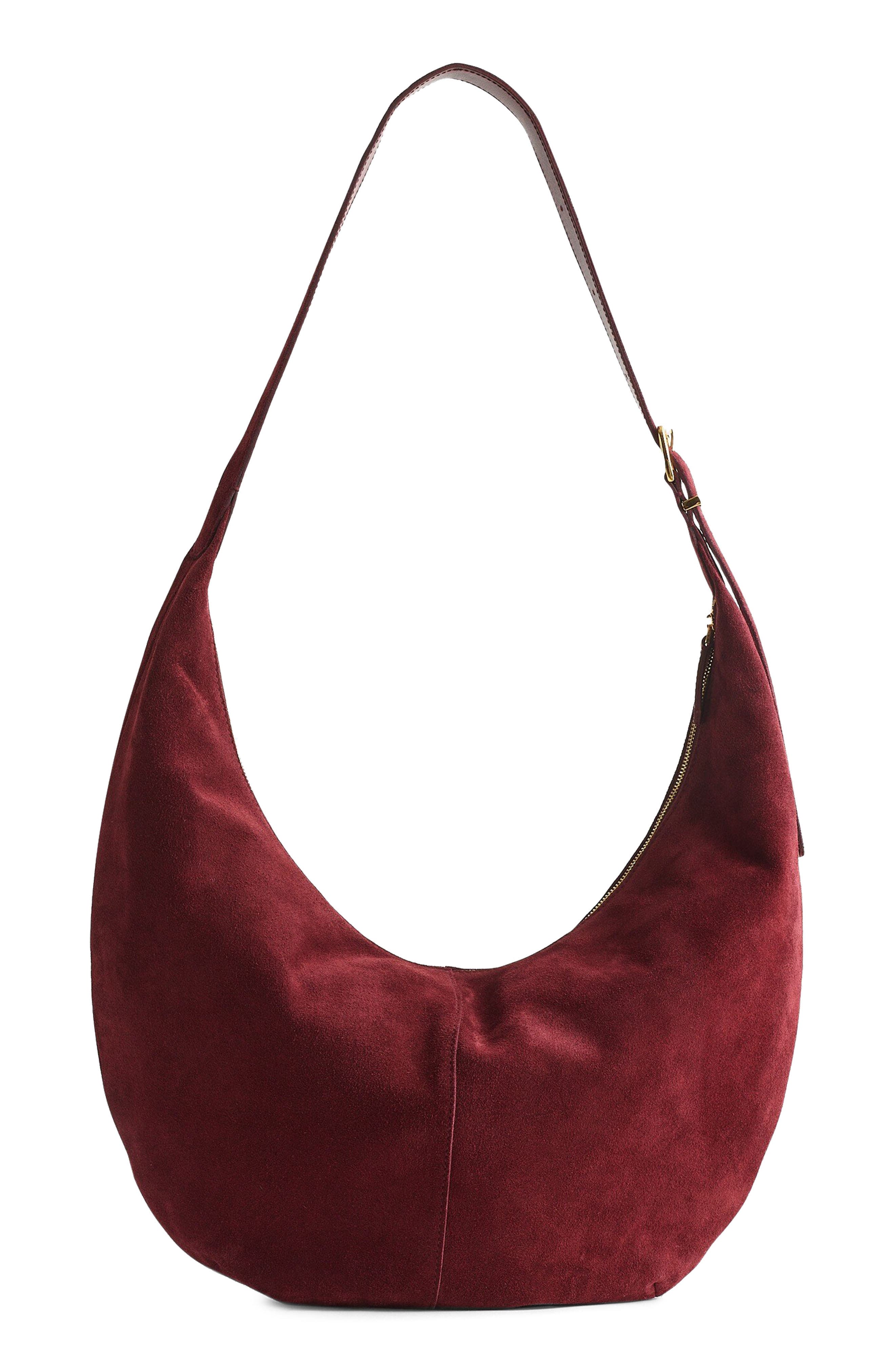 Madewell The Essential Curve Shoulder Bag in Deep Merlot 