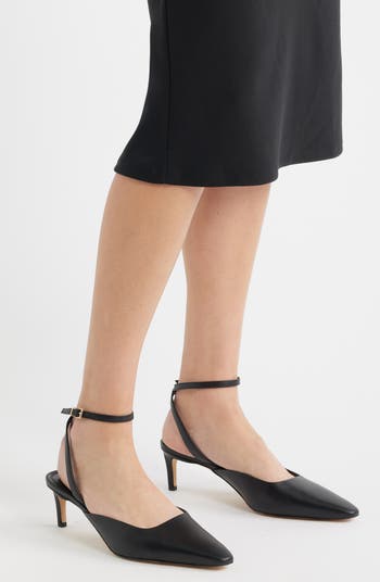 Greenwich Ankle Strap Pointed Toe Slingback Pump