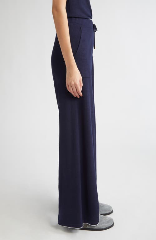 Eleventy Merino Wool Wide Leg Pants In Blue