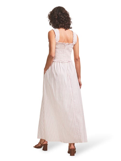 Ro&zo Stripe Shirred Dress In Pink
