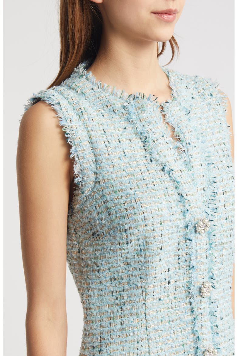 Angeline Button Front Tweed Minidress, Alternate, color, BLUE MULTI