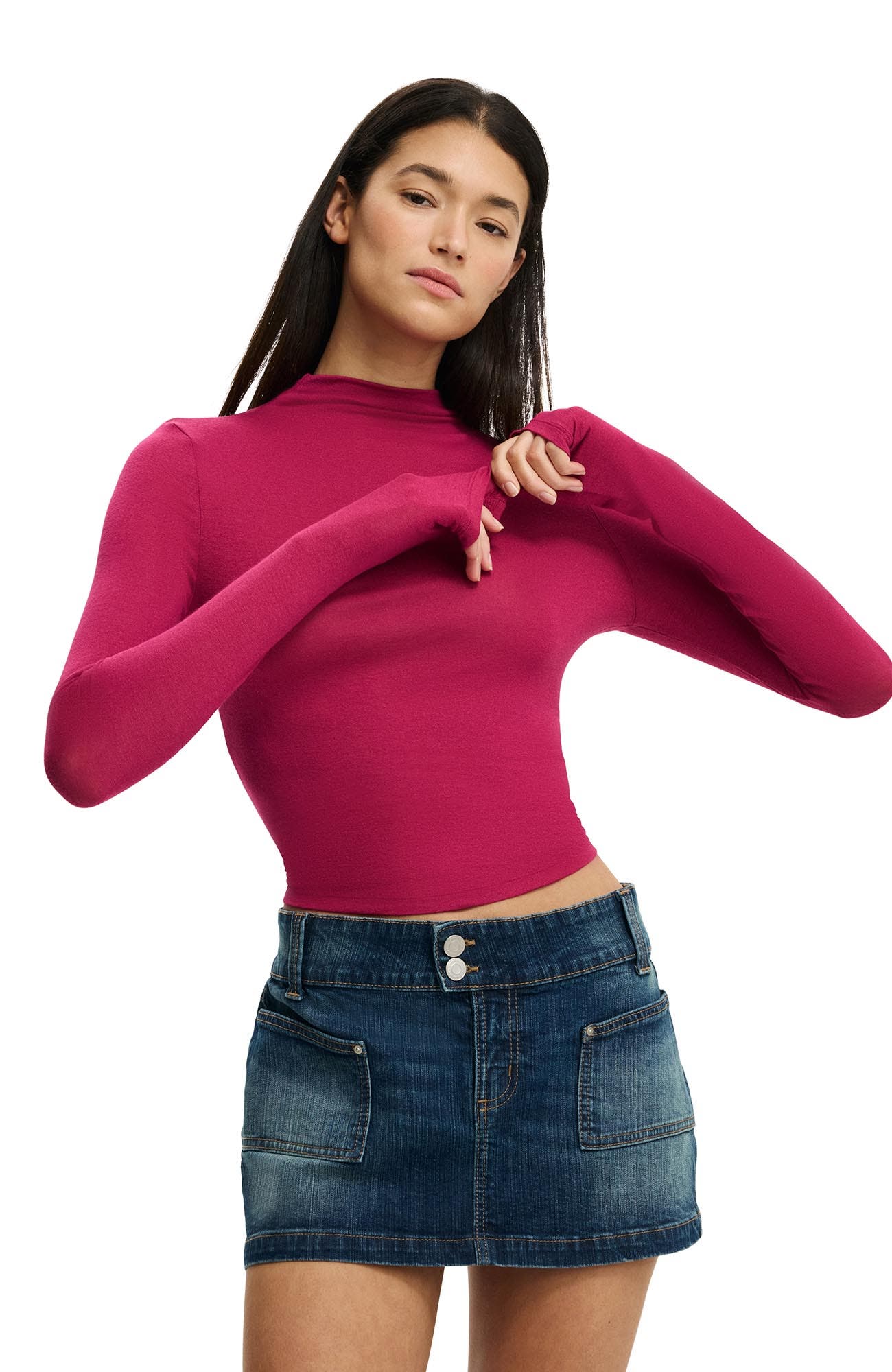 Cotton On Base Layer Mock Neck Long Sleeve In Pink