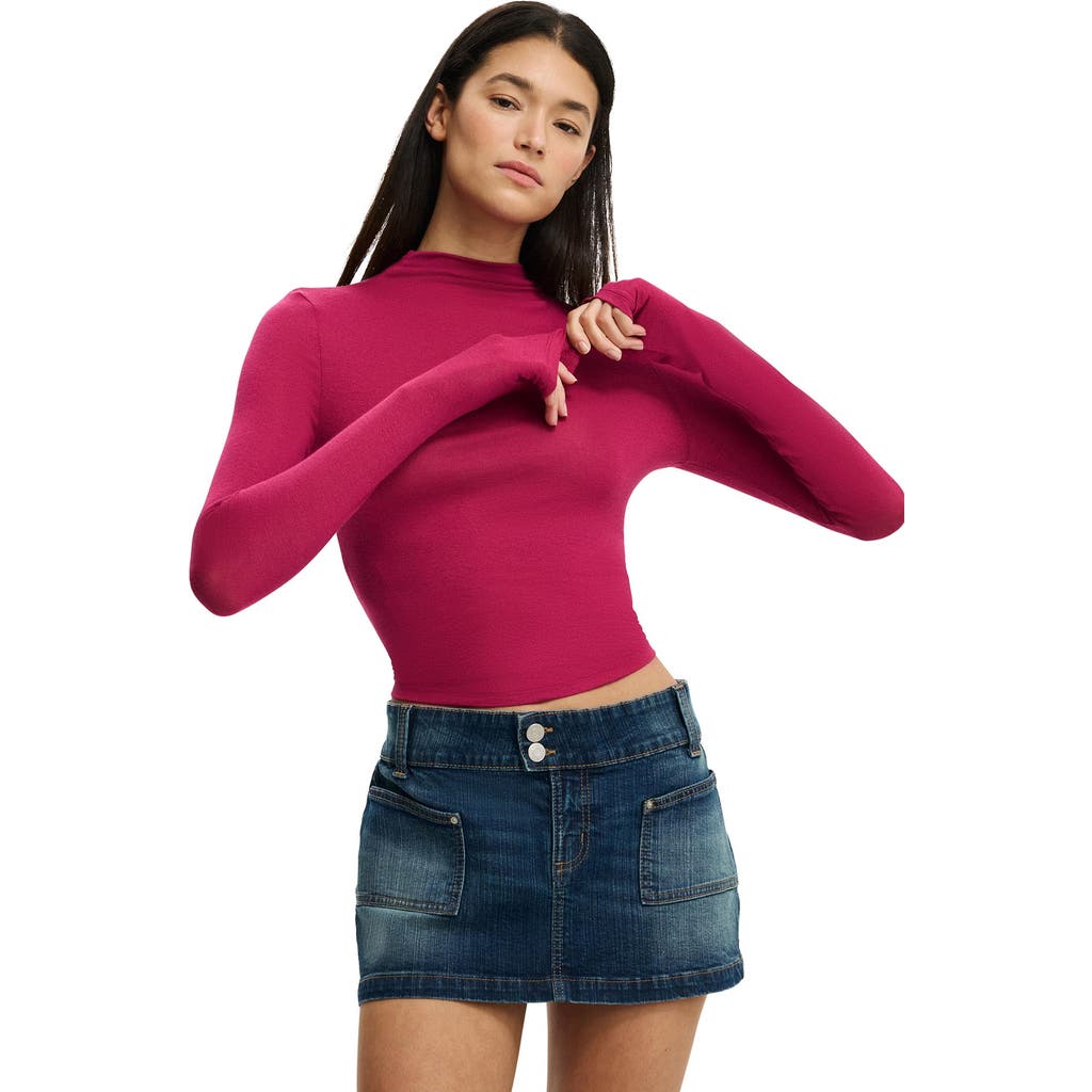 Cotton On Base Layer Mock Neck Long Sleeve In Pink