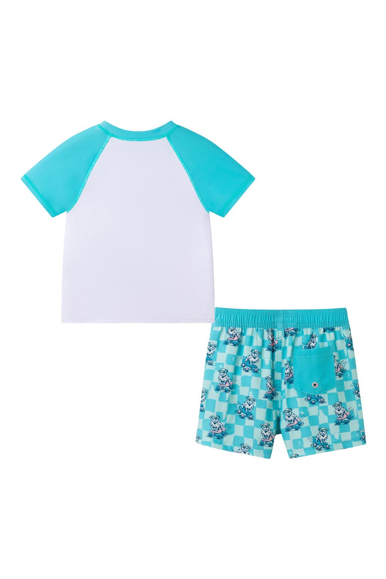 Kids' Skater Dog T-Shirt & Swim Shorts Set, Alternate, color, AQUA SKATER