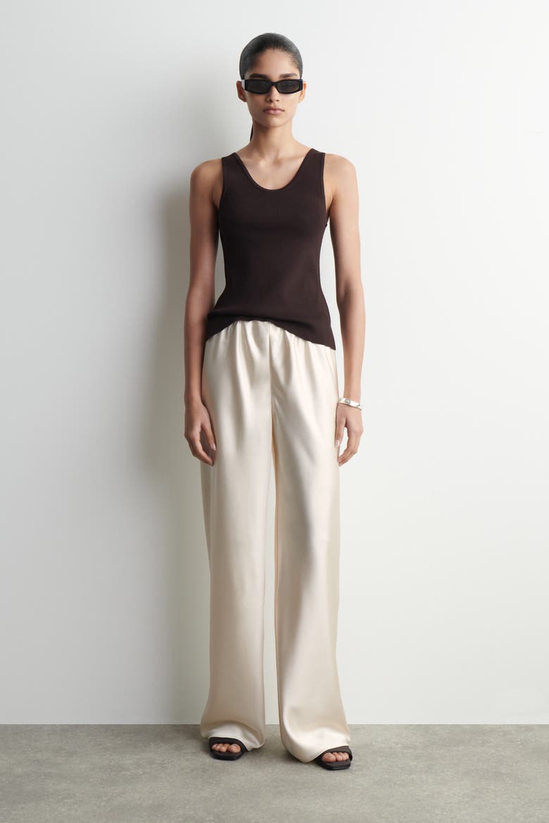 Satin Wide-Leg Pants, Main, color, WHITE