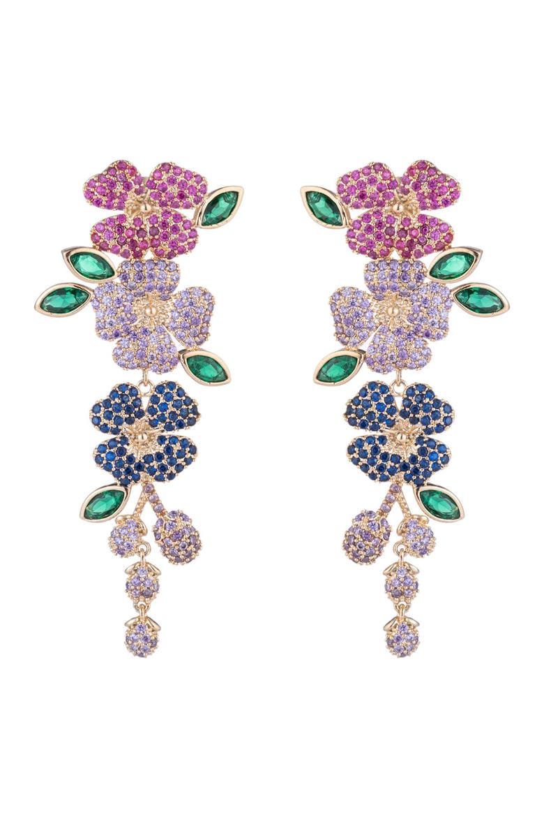 Bloom CZ Floral Drop Earrings, Main, color, MULTICOLOR