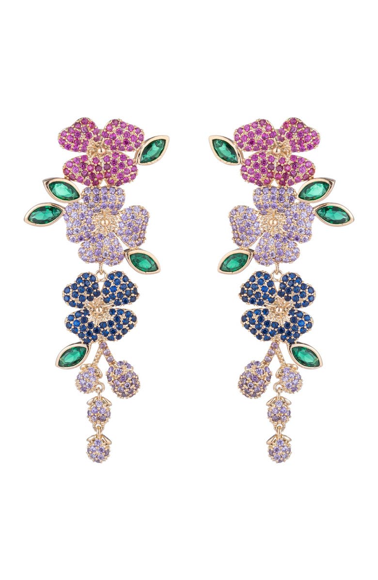 EYE CANDY LOS ANGELES Bloom CZ Floral Drop Earrings, Main, color, Multicolor