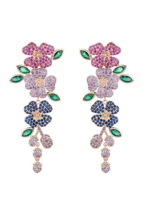 Bloom CZ Floral Drop Earrings