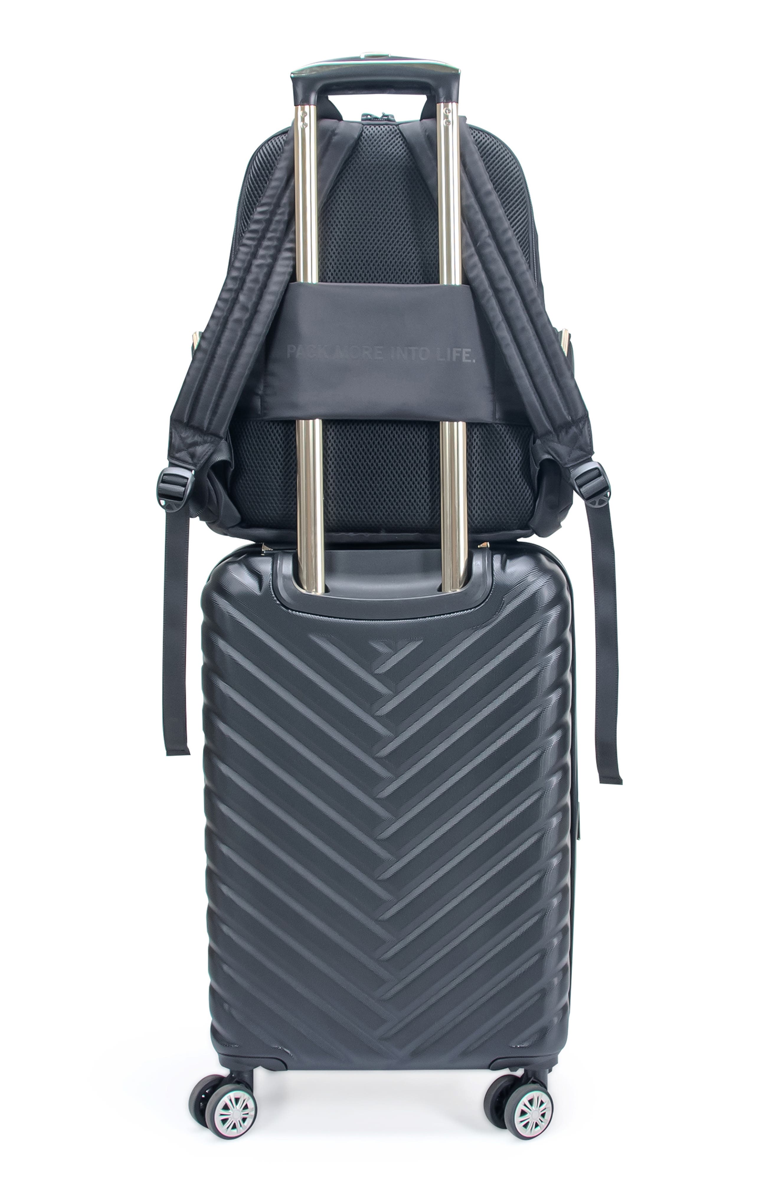 Kenneth Cole Madison Sophie 2-Piece Hardside Carry-On Luggage & Backpack Set, Alternate, color, Black