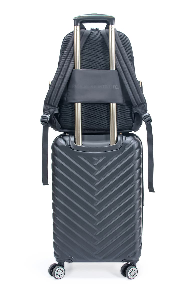 Madison Sophie 2-Piece Hardside Carry-On Luggage & Backpack Set, Alternate, color, BLACK