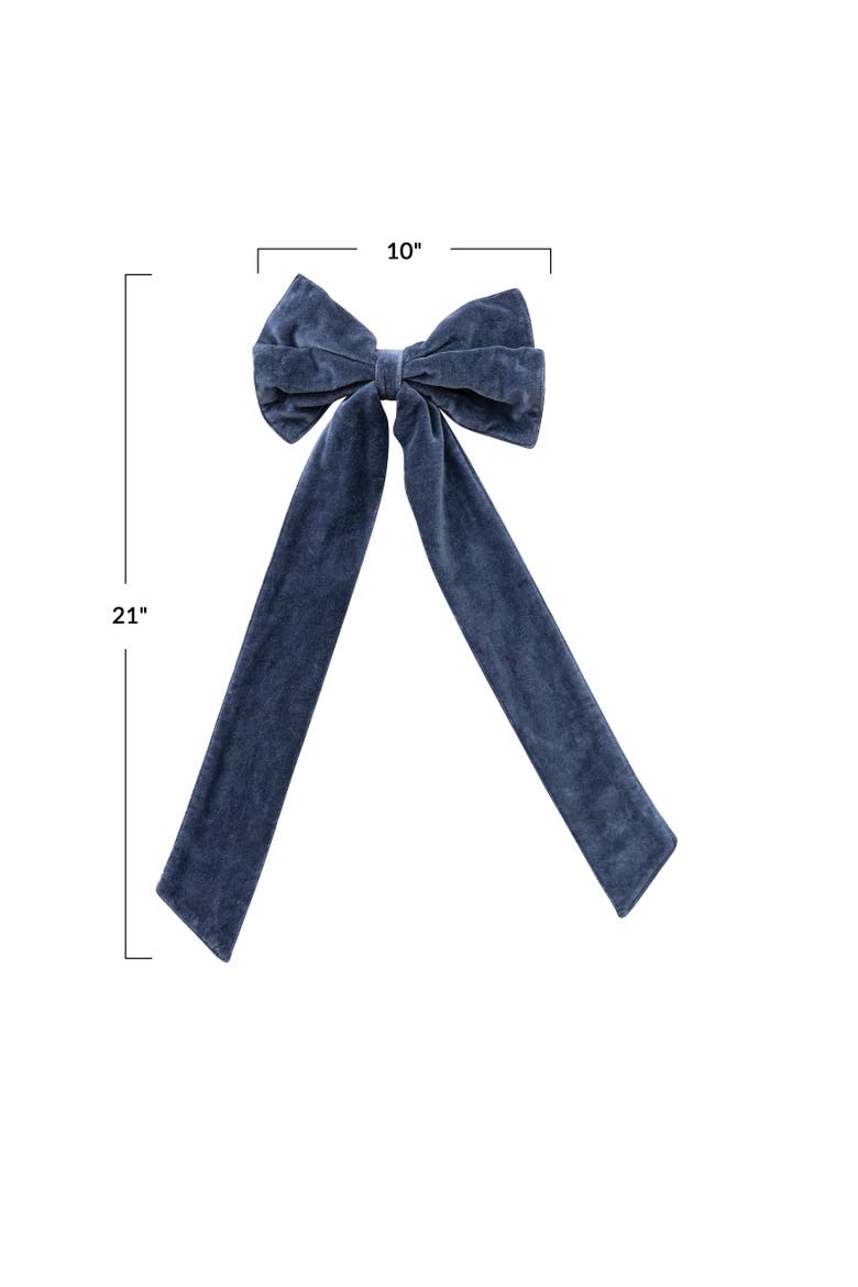 Cotton Velvet Bow with Iron Clip, Alternate, color, Navy Color