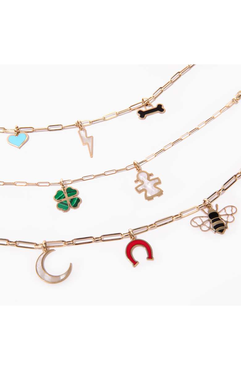 The Lovery Fine Jewelry Coral Horseshoe Charm, Alternate, color, Coral