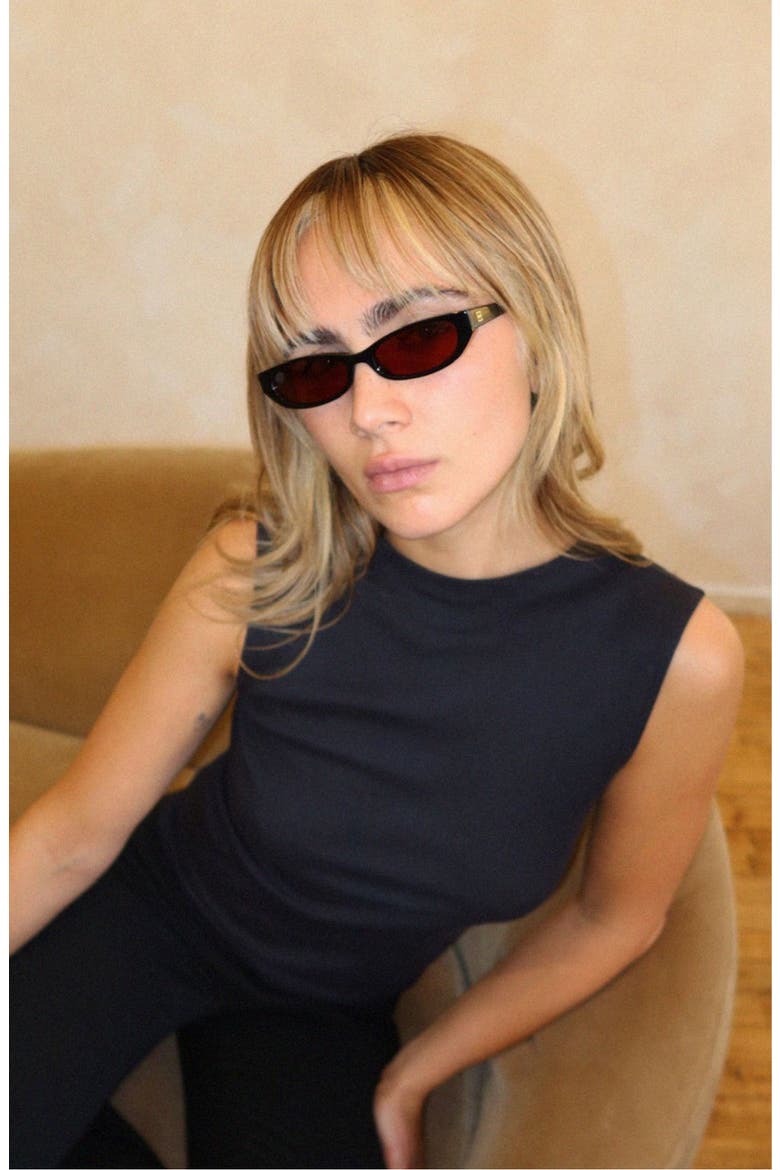 Gisele Cateye Polarized Sunglasses, Alternate, color, Black