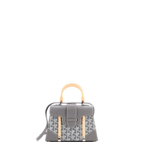 Structured Saigon Top Handle Bag Coated Canvas with Leather Mini