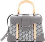 Pre-Owned Goyard Structured Saigon Top Handle Bag Coated Canvas with Leather Mini
