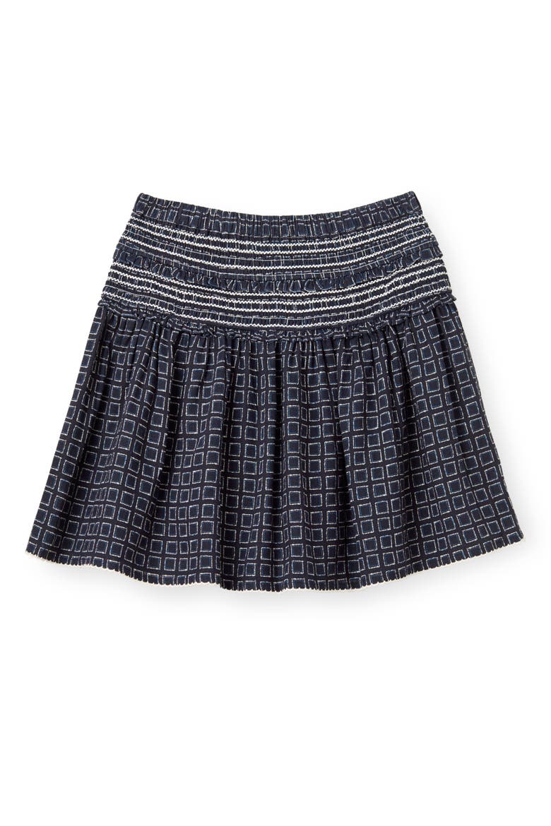 Kylie Linen Mini Skirt, Main, color, Seaglass Print-Midnight Blue