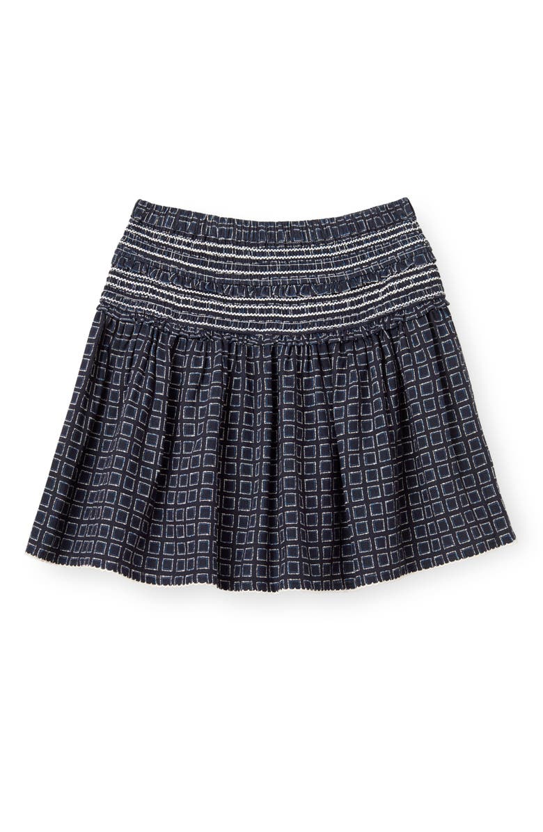 Cartolina Kylie Linen Mini Skirt, Main, color, Seaglass Print-Midnight Blue