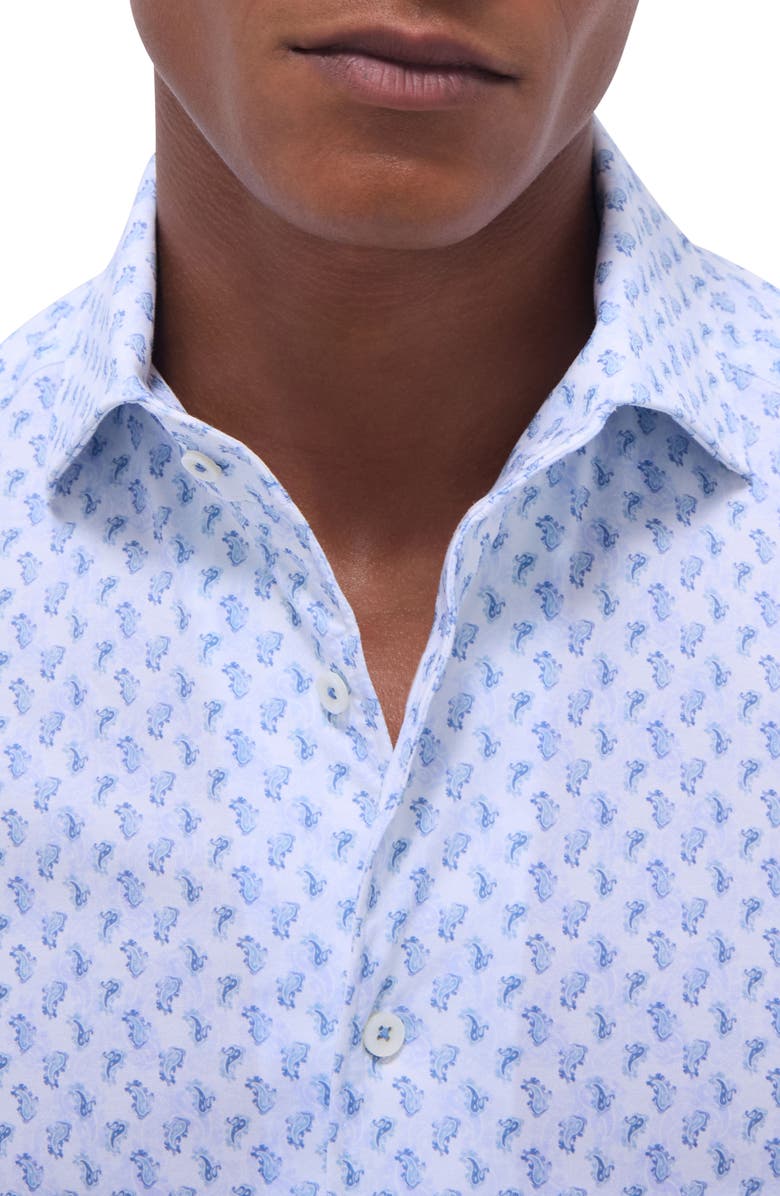 Bugatchi Devon OoohCotton<sup>®</sup> Paisley Button-Up Shirt, Alternate, color, Ice