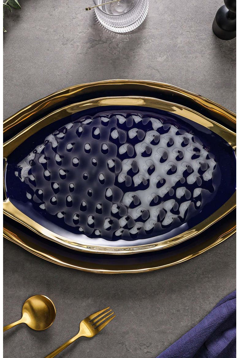 Florian Porcelain 2-Piece Serving Plate Set, Alternate, color, Blue