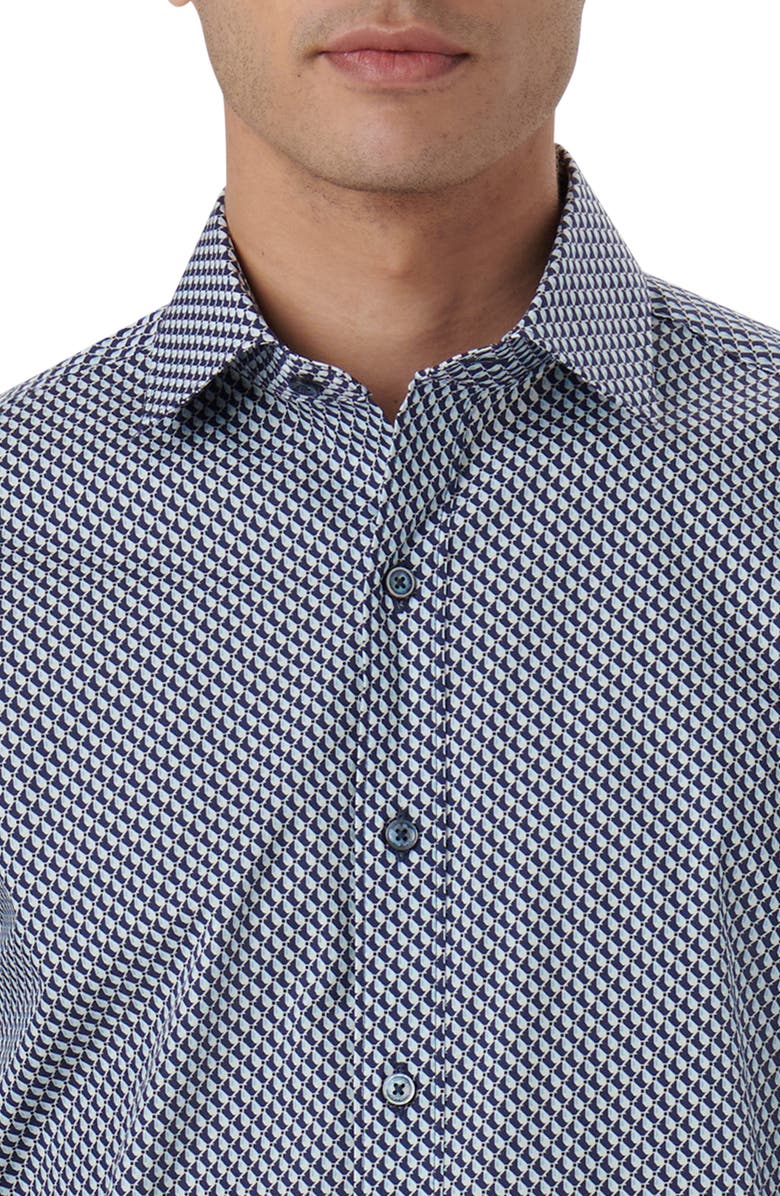 Bugatchi Axel Geo Print Stretch Cotton Button-Up Shirt, Alternate, color, 