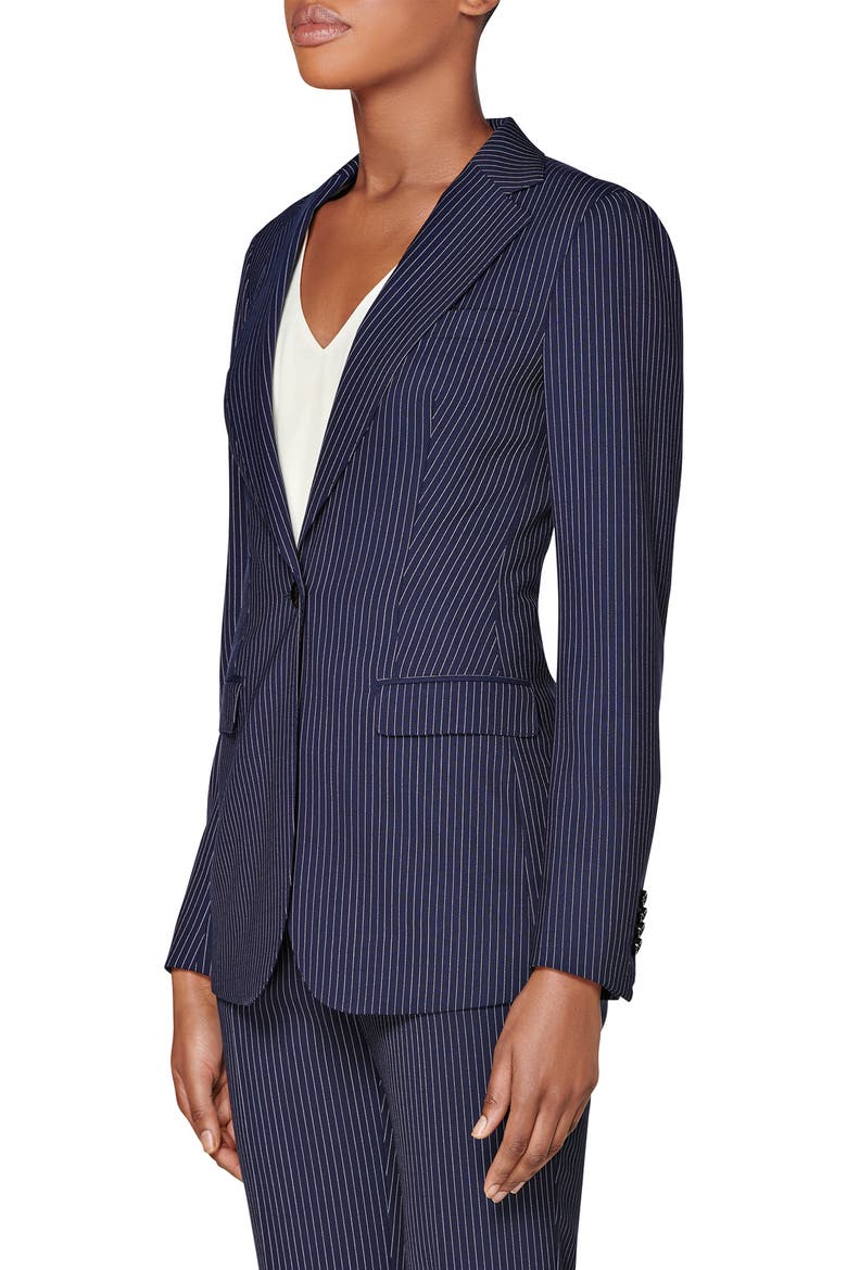 Cameron Pinstripe Wool Suit Jacket, Alternate, color, NAVY STRIPED