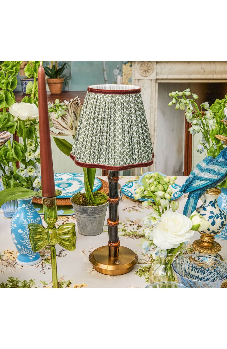 Mrs. Alice Olive & Chocolate Lotus Lampshade, Alternate, color, Green