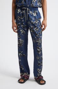 Dolce&Gabbana Peony Print Silk Twill Drawstring Pants