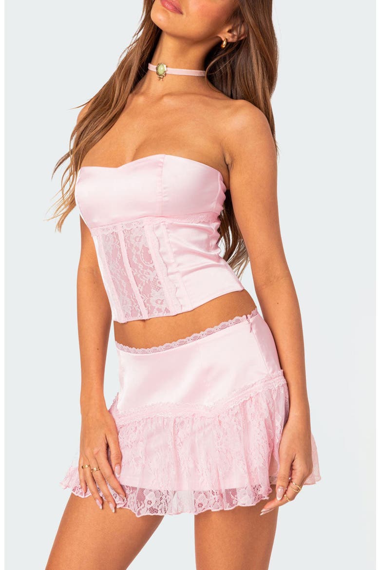 Lex Satin & Lace Corset Top, Alternate, color, LIGHT-PINK