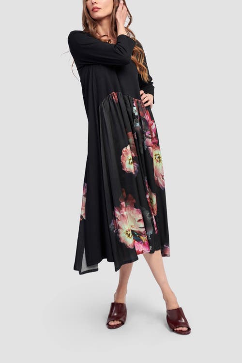 Alembika Dark Bloom A-line Midi In Black