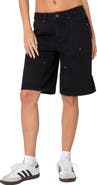 EDIKTED Jacqui Low Rise Denim Bermuda Shorts